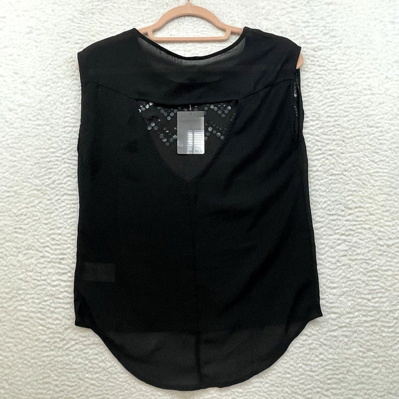 Ecote Shirt Womens Small Black Gold Sheer Embellished Urban Outfitters Cut Out - Picture 2 of 10